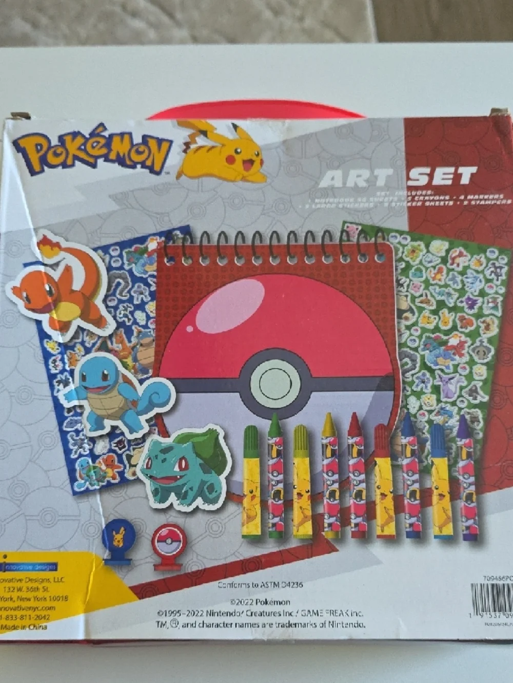 (J67) Pokemon Art Set with Red Poké Ball and Yellow Pikachu Accents